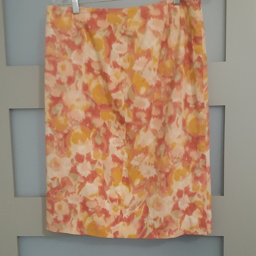 Talbots Orange and Pink Pencil Skirt